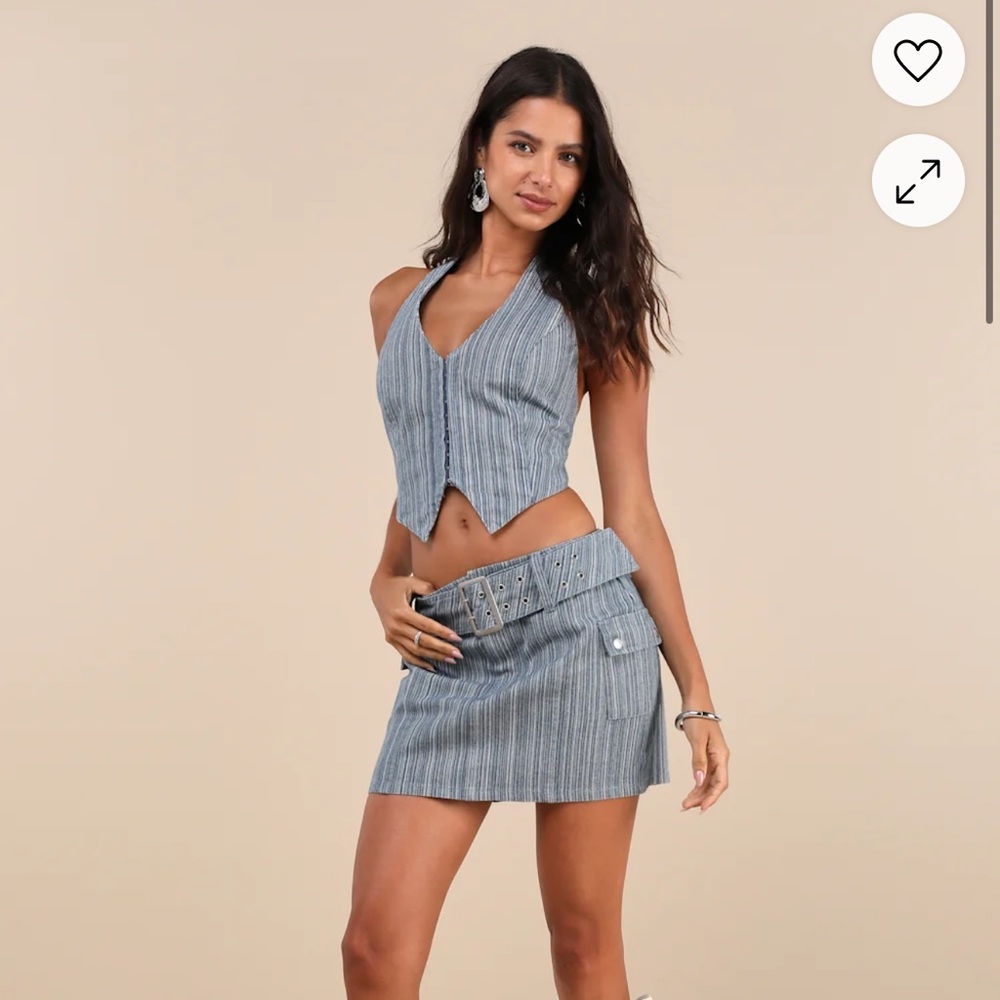 Blue and White Striped Halter Top